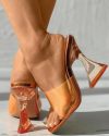 CHICME Clear Strap Square Toe Pyramid Heels Sale Coupon