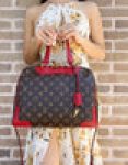 Gaby’s Bags Louis Vuitton Retiro Brown Monogram Red Satchel Duffle Crossbody Canvas Coupon Sale