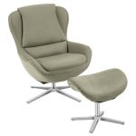 CostwaySwivel Top Grain Leather Lounge Armchair Rocking Chair with Ottoman-Gray Sale Coupon