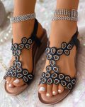 CHICME Rhinestone Bohemian Slingback Wedge Sandals Sale Coupon