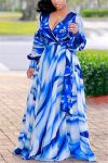 Whatwears Deal Long Sleeve Pink or Blue Maxi Gown on Sale