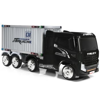 Costway12V Kids Semi-Truck with Container and Remote Control-Black Sale Coupon