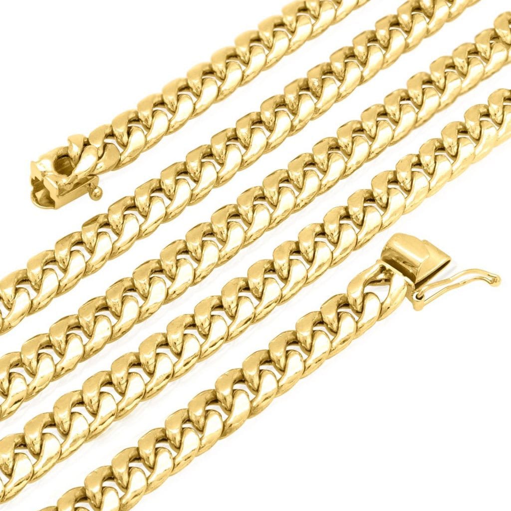 WJD Exclusives 14K Yellow Gold Hollow 9.5mm Miami Cuban Box Clasp Chain 24″ 26″ 28″ 30″ 32″ – 28 Sale Coupon