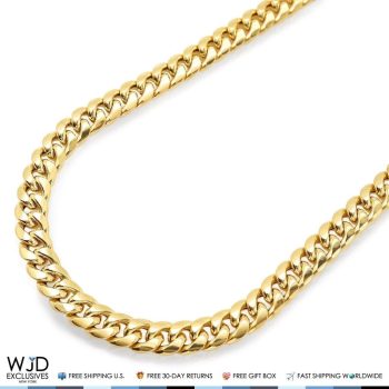 WJD Exclusives 10K Yellow Gold Hollow 8mm Miami Cuban  Chain Necklace 32″ Sale Coupon