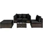 Costway5 Pcs Outdoor Patio Rattan Furniture Set Sectional Conversation with Cushions-Black Sale Coupon