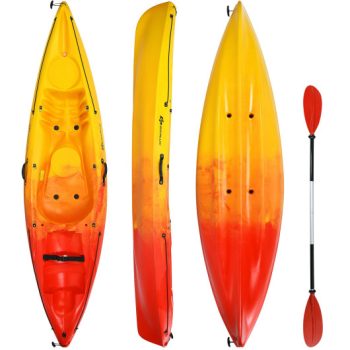 CostwaySingle Sit-on-Top Kayak with Detachable Aluminum Paddle-Yellow Sale Coupon