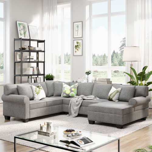 113 7Seat Polyester Upholstered Sofa Set Gray Sale Coupon