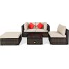 Costway5 Pieces Outdoor Patio Rattan Furniture Set With Cushions-Beige Sale Coupon
