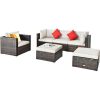 Costway6 Pcs Patio Rattan Furniture Set with Sectional Cushion-White Sale Coupon