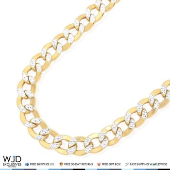 WJD Exclusives 11mm Wide Diamond Cut Cuban Curb Chain Necklace 10K Yellow Gold 26″ Sale Coupon