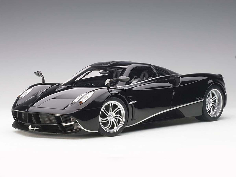 Diecastmodelswholesale Pagani Huayra Gloss Black with Silver Stripes and Silver Wheels 1/12 Model Car by Autoart Sale Coupon