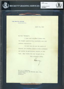 Harry S. Truman Signed 7×8.75 1945 Letter On White House Stationary BAS Slabbed Sale Coupon
