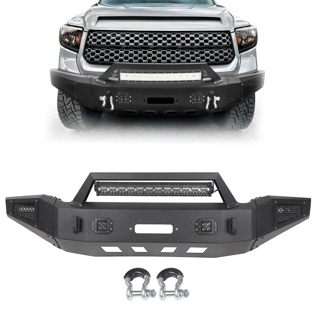 ECCPP 2014-2019 Toyota Tundra Black Texture Heavy Front Bumper Built-in Winch Plate Led Light Sale Coupon