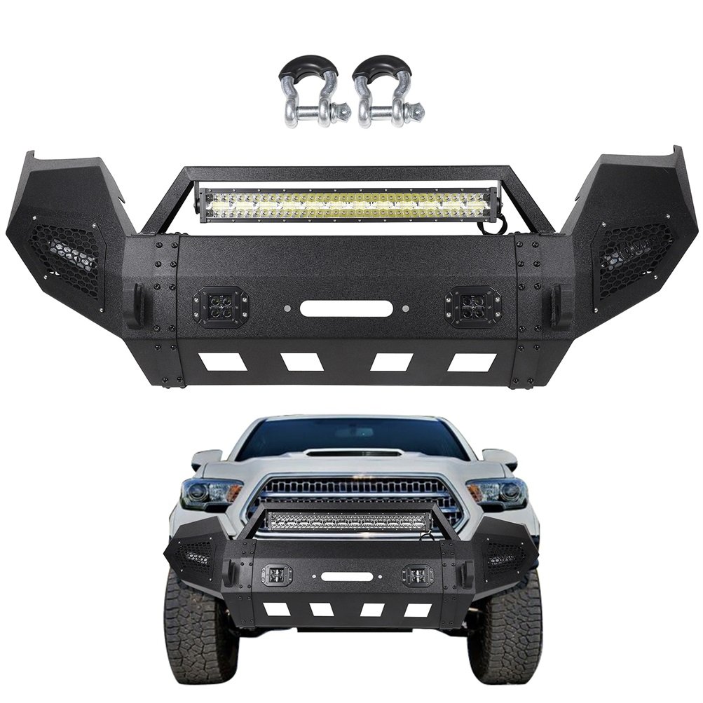 ECCPP 2016-2018 Toyota Tacomaota Heavy Steel Front Bumper w/ LED Light Bar D-rings -1 PC Sale Coupon