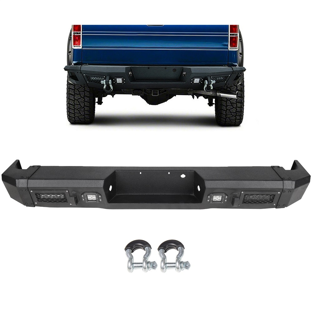 ECCPP Heavy Steel Rear Bumper w/4x Led Lights D-rings for 2009-2014 Ford F150 Sale Coupon