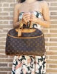 Gaby’s Bags Louis Vuitton Logo Deauville Hand Bag Monogram Leather Brown Duffle Luggage Tag Coupon Sale
