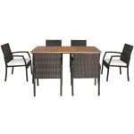Costway7PCS Patio Rattan Cushioned Dining Set with Umbrella Hole Sale Coupon