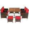 Costway9PCS Patio Rattan Dining Cushioned Chairs Set-Red Sale Coupon
