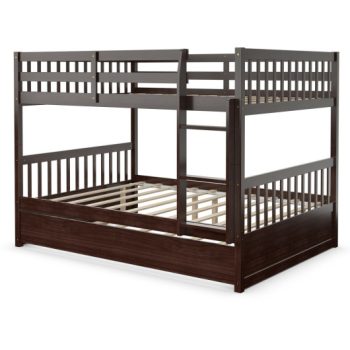 CostwayFull over Full Bunk Bed Platform Wood Bed-Brown Sale Coupon