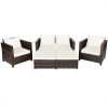 Costway5 Pieces Patio Cushioned Rattan Furniture Set-White Sale Coupon