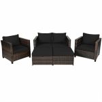 Costway5 Pieces Patio Cushioned Rattan Furniture Set-Black Sale Coupon