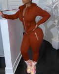 CHICME Zipper Design Hooded Top & Pants Set Sale Coupon