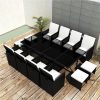 13 Piece Outdoor Dining Set with Cushions Poly Rattan Black Sale Coupon