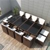 13 Piece Outdoor Dining Set with Cushions Poly Rattan Brown Sale Coupon