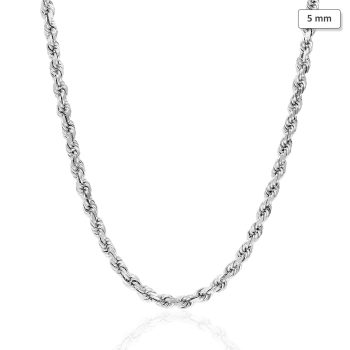 WJD Exclusives 14K Solid White Gold 5mm Diamond Cut Rope Chain Necklace 16″-30″ – 28 Sale Coupon