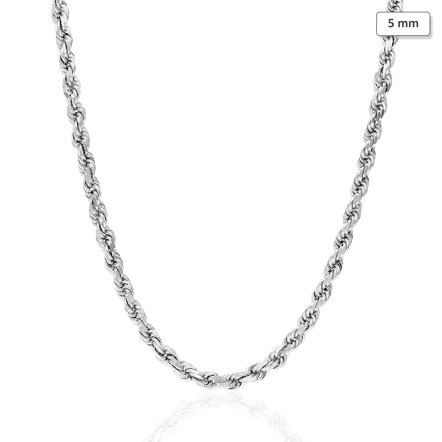 WJD Exclusives 14K Solid White Gold 5mm Diamond Cut Rope Chain Necklace 16″-30″ – 26 Sale Coupon