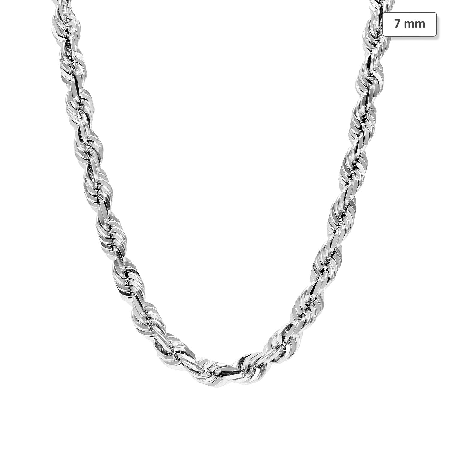 WJD Exclusives 14K Solid White Gold 7mm Diamond Cut Rope Chain Necklace 24″ 26″ 28″ 30″ – 28 Sale Coupon