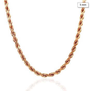 WJD Exclusives 14K Solid Rose Gold 5mm Diamond Cut Rope Chain Necklace 20″ 22″ 24″ 26″ 28″ 30″ – 28 Sale Coupon