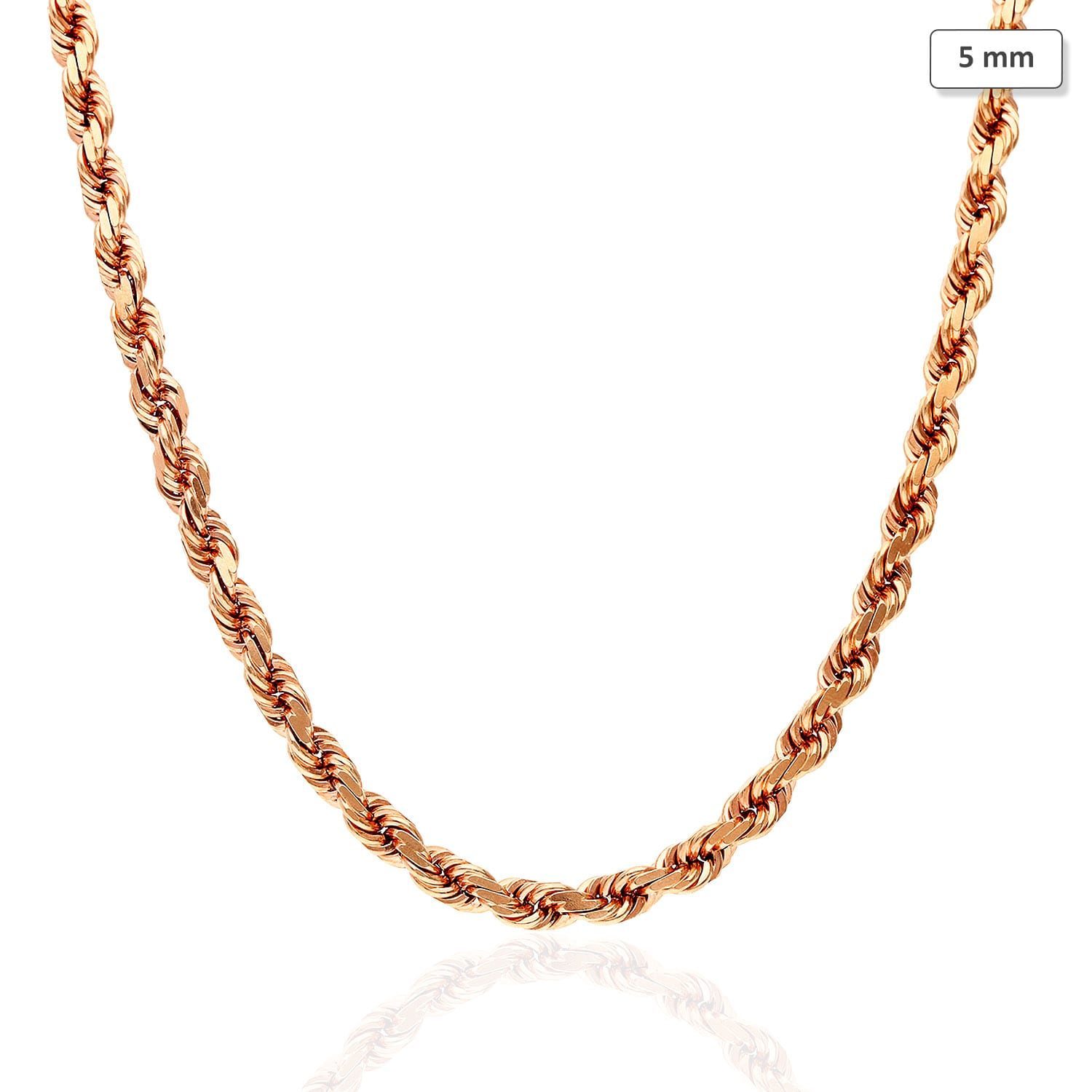 WJD Exclusives 14K Solid Rose Gold 5mm Diamond Cut Rope Chain Necklace 20″ 22″ 24″ 26″ 28″ 30″ – 24 Sale Coupon