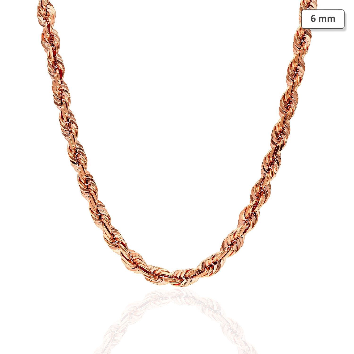 WJD Exclusives Solid 14K Rose Gold 6mm Diamond Cut Rope Chain Necklace 22″ – 30″ – 22 Sale Coupon