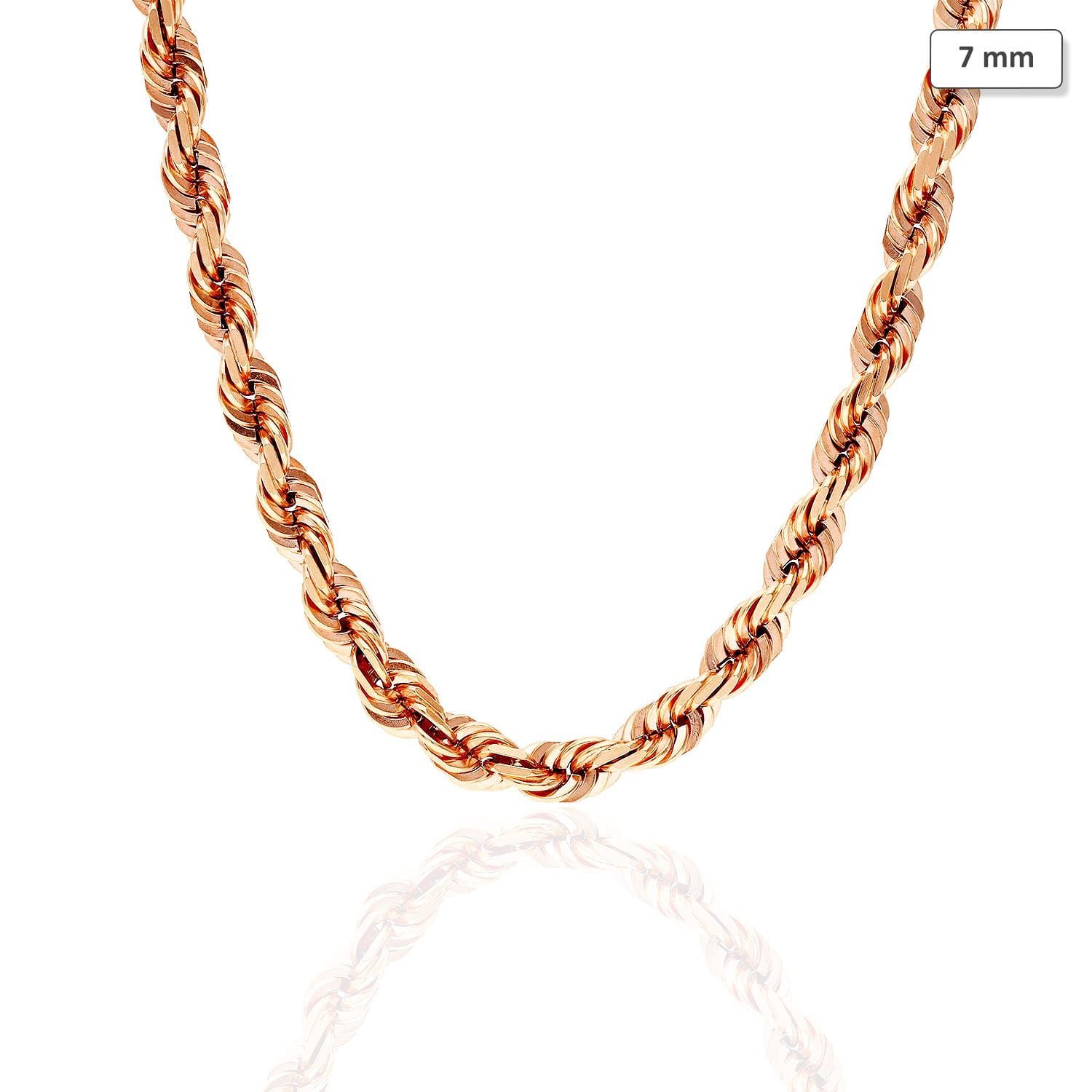 WJD Exclusives 14K Solid Rose Gold 7mm Diamond Cut Rope Chain Necklace 24″ 26″ 28″ 30″ – 24 Sale Coupon