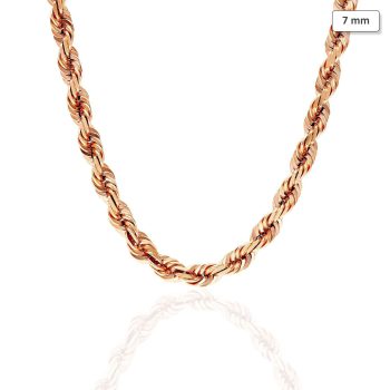 WJD Exclusives 14K Solid Rose Gold 7mm Diamond Cut Rope Chain Necklace 24″ 26″ 28″ 30″ Sale Coupon