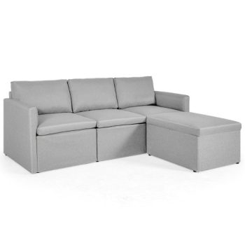 CostwayConvertible L-Shaped Sectional Sofa Couch with Reversible Chaise-Light Gray Sale Coupon