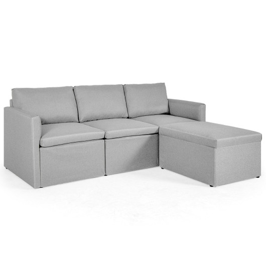CostwayConvertible L-Shaped Sectional Sofa Couch with Reversible Chaise-Light Gray Sale Coupon