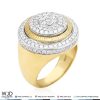 WJD Exclusives 14K Solid Yellow And White Gold 2.10Ct Natural Diamond Signet Ring VVS1-VVS2 Sale Coupon
