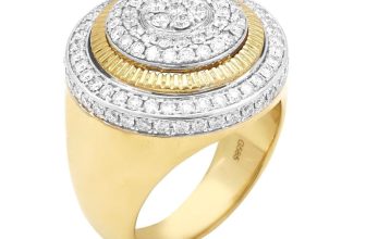 WJD Exclusives 14K Solid Yellow And White Gold 2.10Ct Natural Diamond Signet Ring VVS1-VVS2 Sale Coupon
