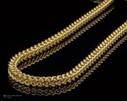 WJD Exclusives 14K Yellow Gold Hollow 5.5mm Franco  Chain Necklace 30″ 32″ 34″ 36″ Sale Coupon