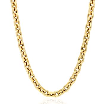 WJD Exclusives 14K Yellow Gold 7.5mm Diamond Cut Cable  Chain Necklace 22″ 24″ 26″ Sale Coupon