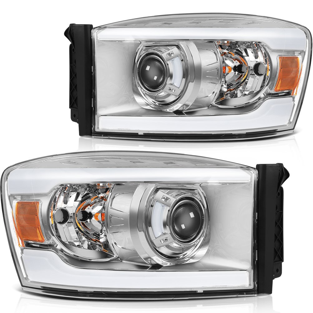 ECCPP Fits Dodge Ram 2006-2008 Chrome Headlamps LED Headlights Assembly Front Pair Set Sale Coupon