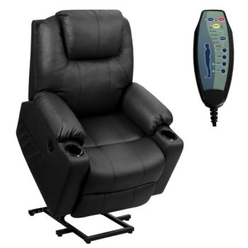 CostwayElectric Power Lift Leather Massage Sofa-Black Sale Coupon