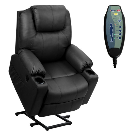 CostwayElectric Power Lift Leather Massage Sofa-Black Sale Coupon