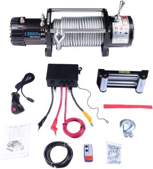 ECCPP 13000lb Electric Winch 12V 80′ 3/8” Steel Rope For 81-18 Jeep w Roller Fairlead Sale Coupon