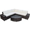 Costway6 Pieces Rattan Furniture Cushioned Sofa Set-White Sale Coupon