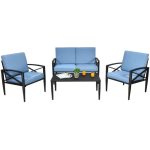 Costway4 Pieces Patio Furniture Set Aluminum Frame Cushioned Sofa Sale Coupon