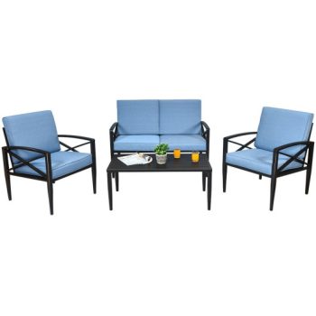 Costway4 Pieces Patio Furniture Set Aluminum Frame Cushioned Sofa Sale Coupon