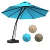 Costway11 Feet Outdoor Cantilever Hanging Umbrella with Base and Wheels-Turquoise Sale Coupon